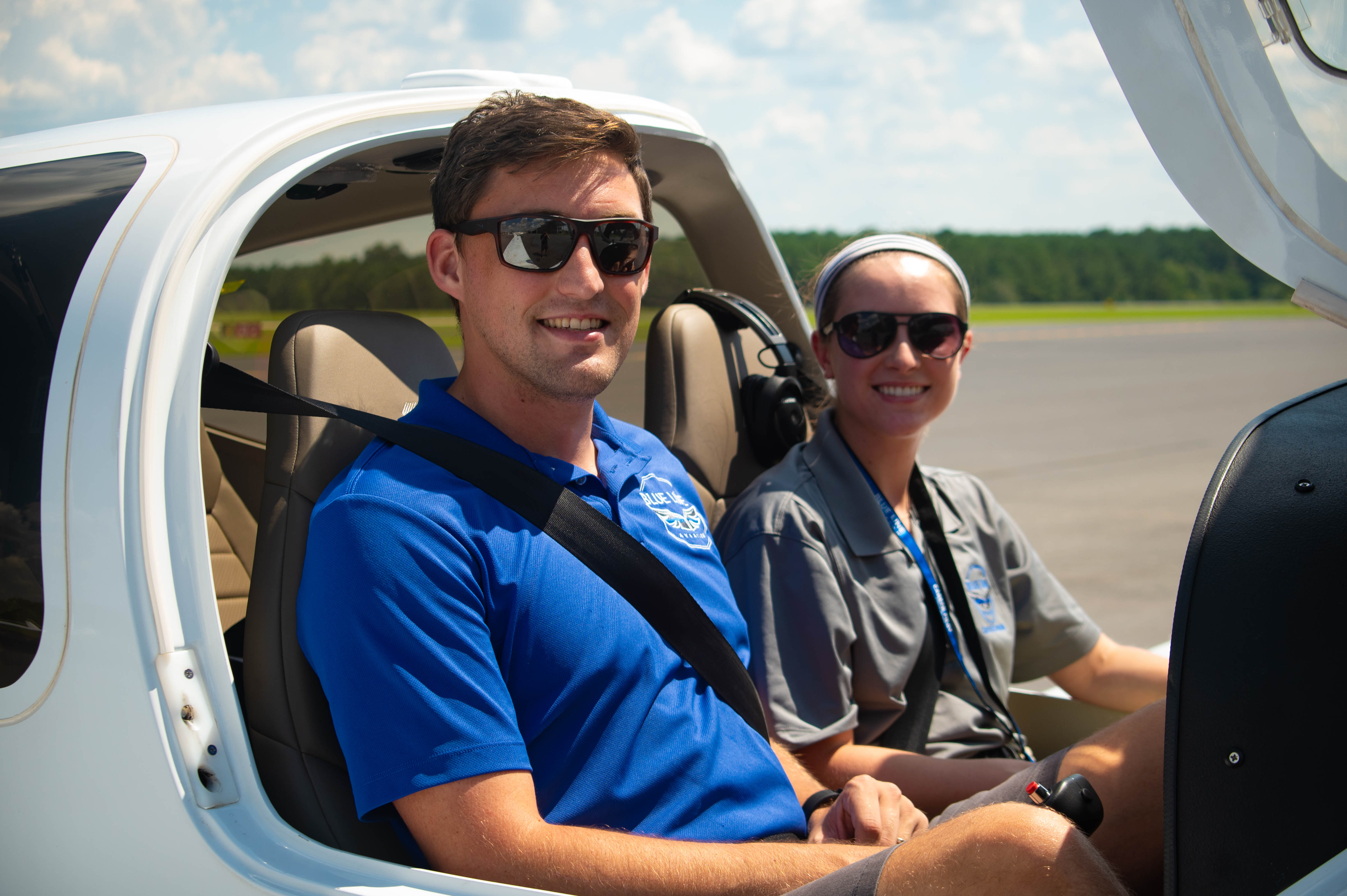 An certified flight instructor accompanies a student in an small airplane